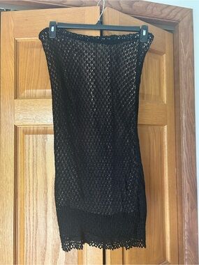 Black Crochet Tube Skirt